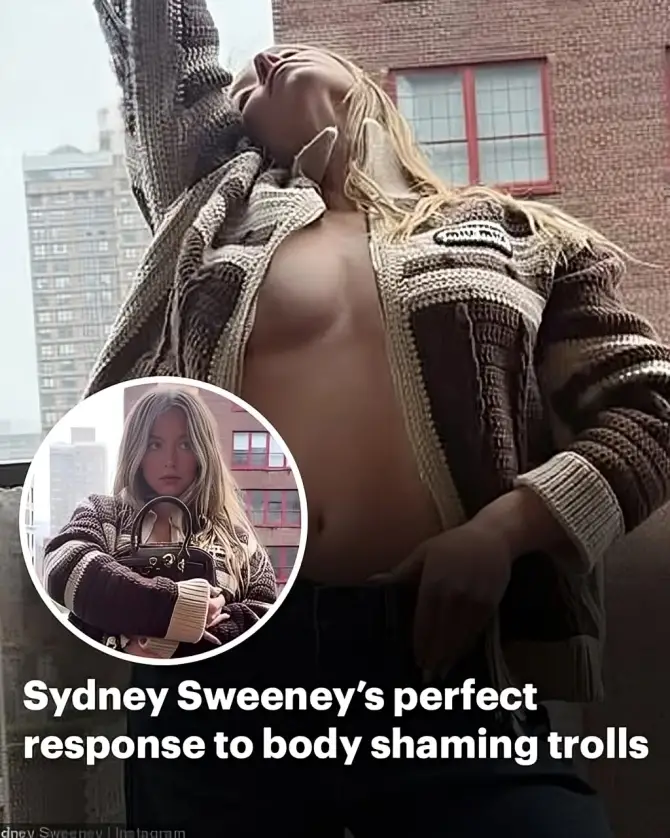 Sydney Sweeney goes shirt-free on a rooftop after hitting back at trolls for slamming her bikini body